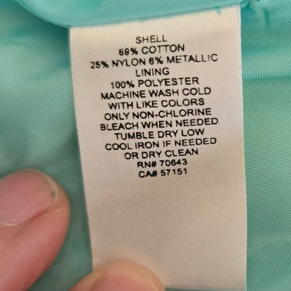 J Howard Brocade Fit & Flare Sleeveless Dress Aqua Floral Metallic Size 8 - Picture 10 of 10